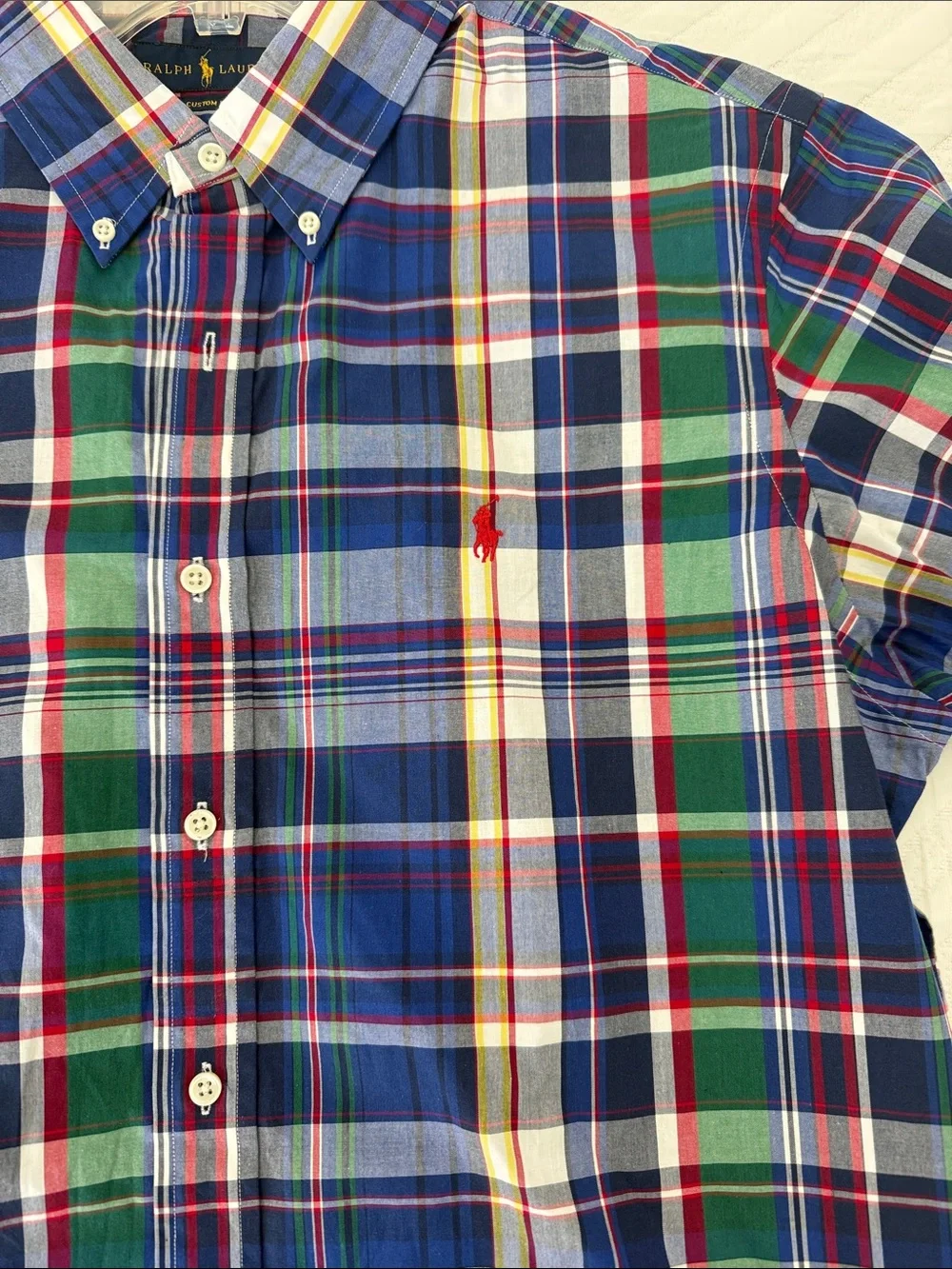 Polo by Ralph Lauren Blue, Green & White Plaid Button-Down Shirt